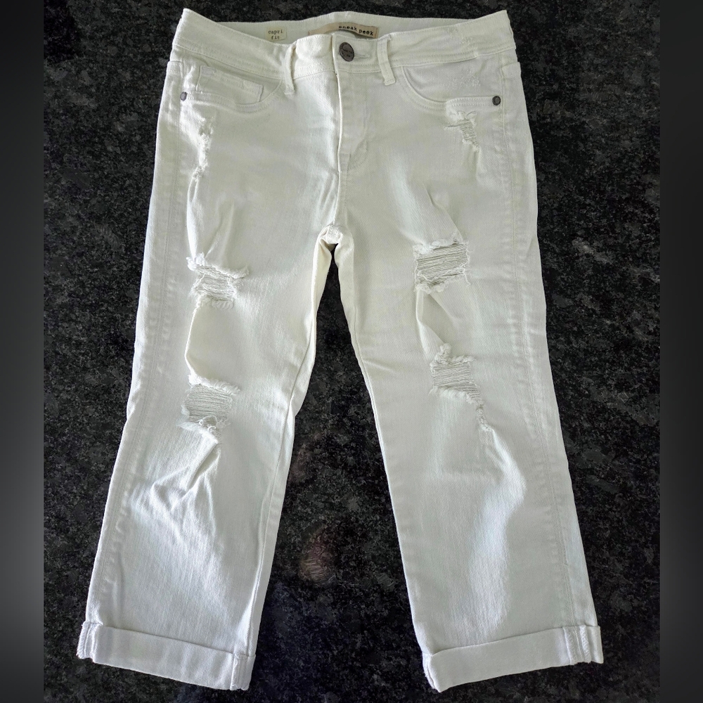 Women's Distressed White Jeans
